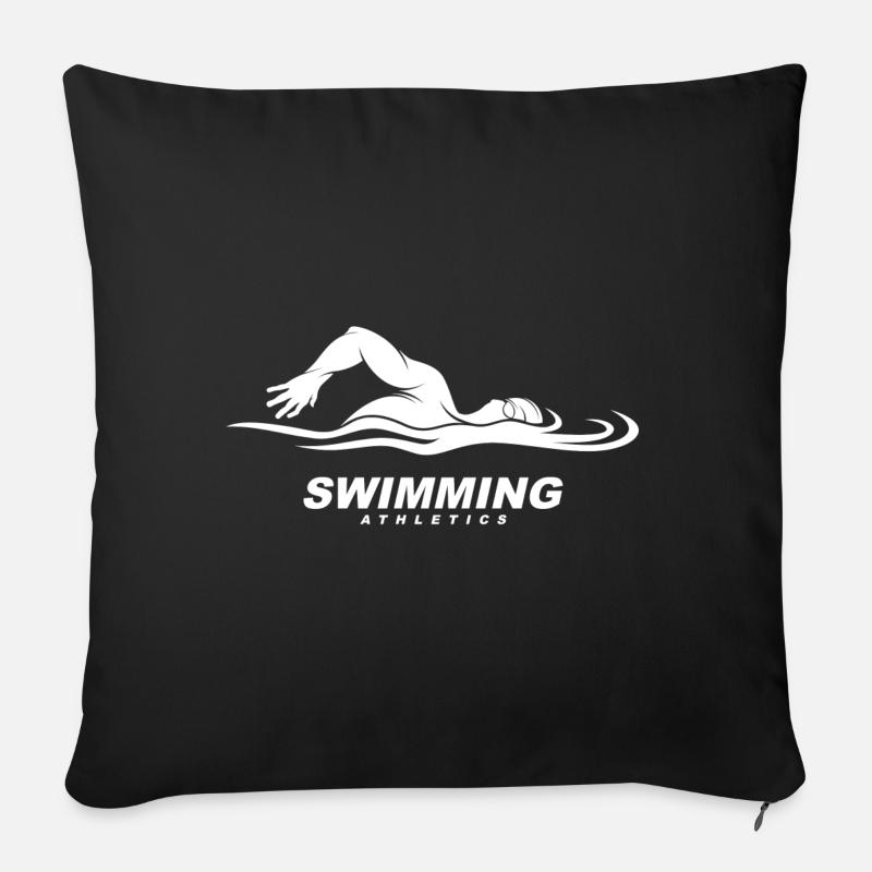 natation - Housse de coussin décorative 45 x 45 cm - noir