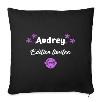 Audrey prénom humour édition limitée - Housse de coussin décorative 45 x 45 cm - noir - Devant