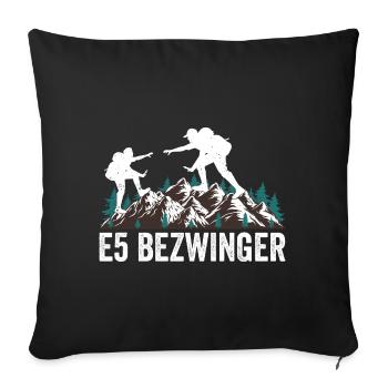 Alpenüberquerung Oberstdorf Meran E5 Fernwanderweg - Sofakissenbezug 45 x 45 cm - Schwarz - Vorne