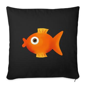 T-shirt with fish graphic for angler gift idea - Sofa pillowcase 17,3'' x 17,3'' (45 x 45 cm) - black - Front