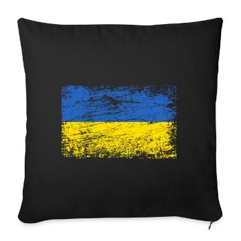 Drapeau de l'Ukraine Vintage Kazantip vacances Voyage Kiev - Housse de coussin décorative 45 x 45 cm - noir - Devant