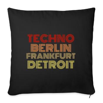 Berlin Techno Rave DJ Geschenk Spruch - Sofakissenbezug 45 x 45 cm - Schwarz - Vorne