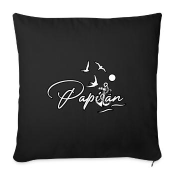 Papitän Papa Kapitän Geschenk Happy - Sofakissenbezug 45 x 45 cm - Schwarz - Vorne