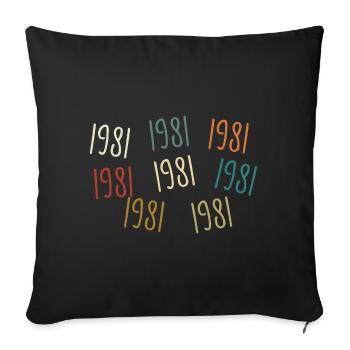 Né en 1981 - légendaire depuis 1981 - Housse de coussin décorative 45 x 45 cm - noir - Devant