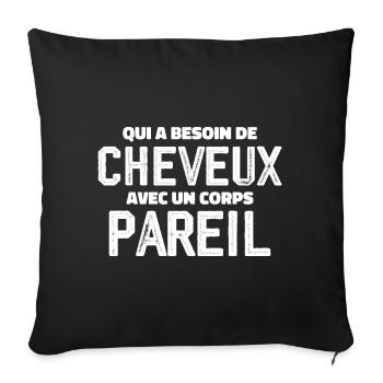 Pour Chauve Drôle Calvitie - Housse de coussin décorative 45 x 45 cm - noir - Devant