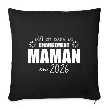 2026 Maman Grossesse Cadeau Humour Mère - Housse de coussin décorative 45 x 45 cm - noir - Devant