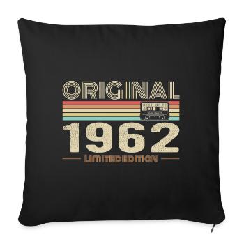 Original 1962 Vintage 1962 Anniversaire Rétro 1962 - Housse de coussin décorative 45 x 45 cm - noir - Devant