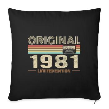 Original 1981 Vintage 1981 Anniversaire Rétro 1981 - Housse de coussin décorative 45 x 45 cm - noir - Devant