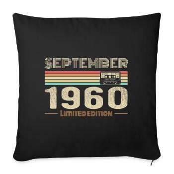 Septembre 1960 Vintage Anniversaire septembre 1960 - Housse de coussin décorative 45 x 45 cm - noir - Devant