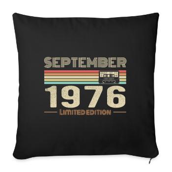 September 1976 Jahrgang Jubiläum September 1976 - Sofakissenbezug 45 x 45 cm - Schwarz - Vorne
