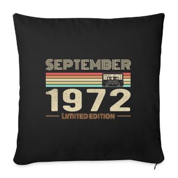 Septembre 1972 Vintage Anniversaire septembre 1972 - Housse de coussin décorative 45 x 45 cm - noir - Devant