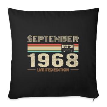 September 1968 Vintage Anniversary September 1968 - Sofa pillowcase 17,3'' x 17,3'' (45 x 45 cm) - black - Front
