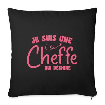 Je suis une cheffe qui déchire - Housse de coussin décorative 45 x 45 cm - noir - Devant