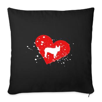 Frenchie, Bully, Bouledogue français, Cadeau - Housse de coussin décorative 45 x 45 cm - noir - Devant