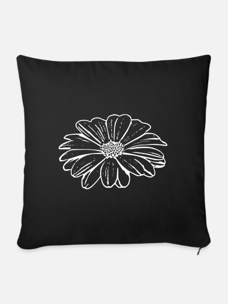 Blume weiß weiße Blumen Geschenk Muttertag Mutter - Sofakissenbezug 45 x 45 cm - Schwarz