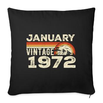 Janvier 1972 Vintage Anniversaire 1972, Né en 1972 - Housse de coussin décorative 45 x 45 cm - noir - Devant