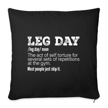 Leg Day Definition, Funny Gym Pump Cover Workout - Housse de coussin décorative 45 x 45 cm - noir - Devant