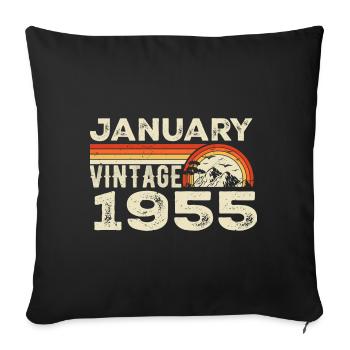 Janvier 1955 Vintage Anniversaire 1955, Né en 1955 - Housse de coussin décorative 45 x 45 cm - noir - Devant