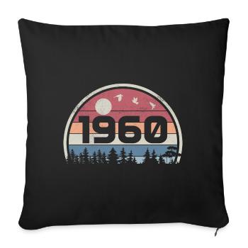 65e Anniversaire 1960 Fête Anniversaire 1960 Rétro - Housse de coussin décorative 45 x 45 cm - noir - Devant