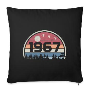 58e Anniversaire 1967 Fête Anniversaire 1967 Rétro - Housse de coussin décorative 45 x 45 cm - noir - Devant