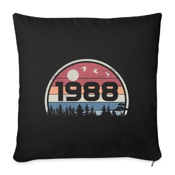 37e Anniversaire 1988 Fête Anniversaire 1988 Rétro - Housse de coussin décorative 45 x 45 cm - noir - Devant