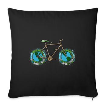 Planet Bike, Aesthetic Green Planet Earth Bicycle - Sofa pillowcase 17,3'' x 17,3'' (45 x 45 cm) - black - Front