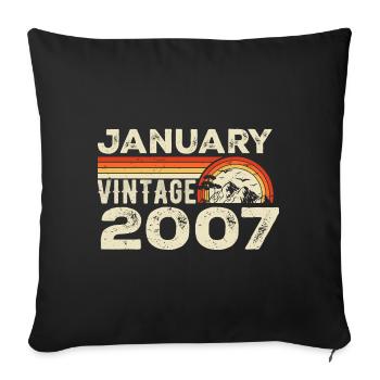 Janvier 2007 Vintage Anniversaire 2007, Né en 2007 - Housse de coussin décorative 45 x 45 cm - noir - Devant