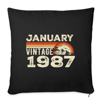 Janvier 1987 Vintage Anniversaire 1987, Né en 1987 - Housse de coussin décorative 45 x 45 cm - noir - Devant