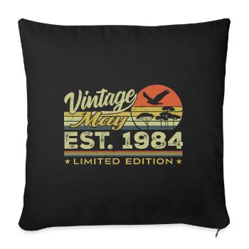 Anniversaire Mai 1984, nés en mai 1984 - May 1984 - Housse de coussin décorative 45 x 45 cm - noir - Devant