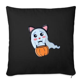Halloween Geist als Katze verkleidet - Sofakissenbezug 45 x 45 cm - Schwarz - Vorne