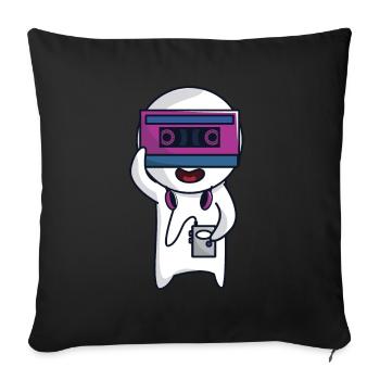 Retro music cassette - Sofa pillowcase 17,3'' x 17,3'' (45 x 45 cm) - black - Front