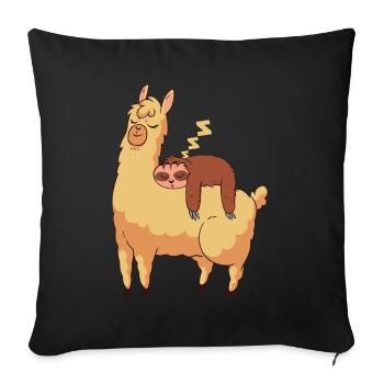 Slama Lama Funny Sweet Lazy Alpaca Gift - Housse de coussin décorative 45 x 45 cm - noir - Devant