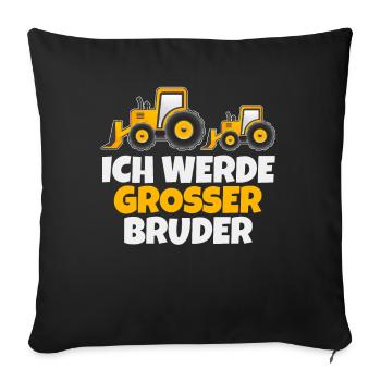 Traktor Bruder Trecker Baby Geschwister Geschenk - Sofakissenbezug 45 x 45 cm - Schwarz - Vorne