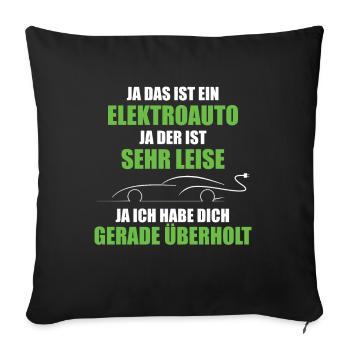 Elektroauto E-Auto Strom Grün Umweltschutz - Sofakissenbezug 45 x 45 cm - Schwarz - Vorne