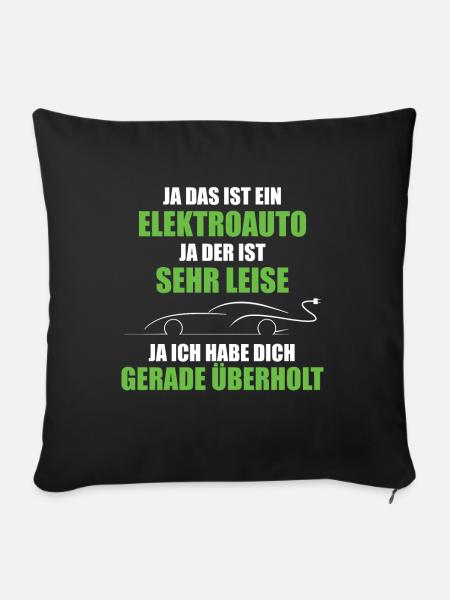 Elektroauto E-Auto Strom Grün Umweltschutz - Sofakissenbezug 45 x 45 cm - Schwarz