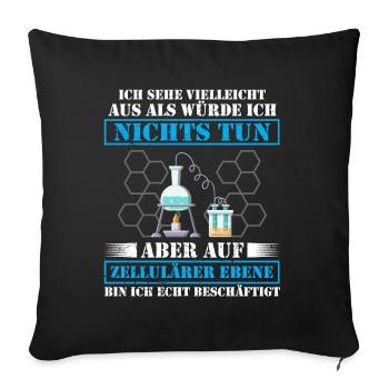 Lustig Chemie Labor Faul Faulheit Spruch Geschenk - Sofakissenbezug 45 x 45 cm - Schwarz - Vorne
