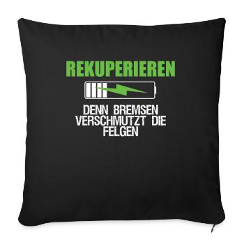 Rekuperieren E-Auto Grün Akku - Sofakissenbezug 45 x 45 cm - Schwarz - Vorne