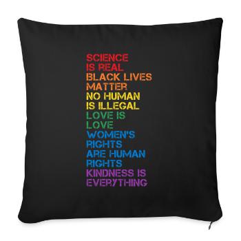 Science Is Real Black Lives Matter LGBT Pride BLM - Sofa pillowcase 17,3'' x 17,3'' (45 x 45 cm) - black - Front