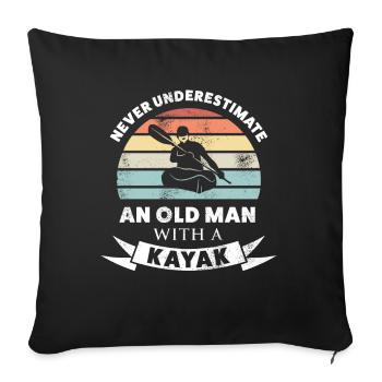 Alter Mann mit Kajak | Kajak Geschenk Männer - Sofakissenbezug 45 x 45 cm - Schwarz - Vorne