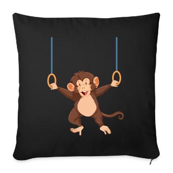 funny gymnast monkey kids birthday gift - Sofa pillowcase 17,3'' x 17,3'' (45 x 45 cm) - black - Front