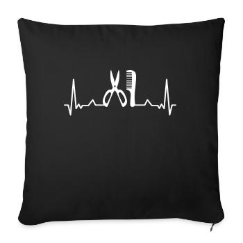 Hair Dresser & Barber Heartbeat Gift - Sofa pillowcase 17,3'' x 17,3'' (45 x 45 cm) - black - Front