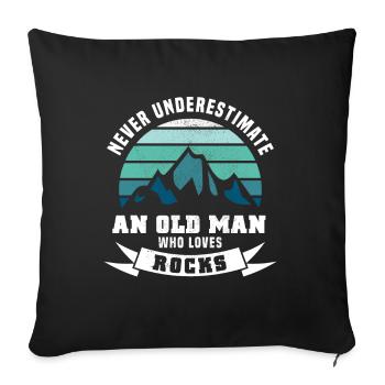 Funny Geology & Rocks Gift for Old Man - Sofa pillowcase 17,3'' x 17,3'' (45 x 45 cm) - black - Front