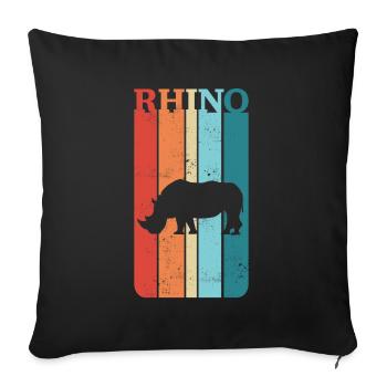 Cadeau de rhinocéros rhinocéros rétro vintage - Housse de coussin décorative 45 x 45 cm - noir - Devant
