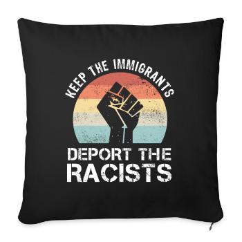 BLM garde les immigrants expulser les racistes - Housse de coussin décorative 45 x 45 cm - noir - Devant