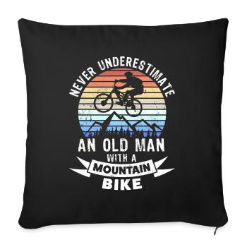 Funny Old Man Mountain Biking MTB Gift - Sofa pillowcase 17,3'' x 17,3'' (45 x 45 cm) - black - Front