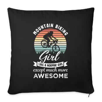 Superbe cadeau VTT fille VTT - Housse de coussin décorative 45 x 45 cm - noir - Devant