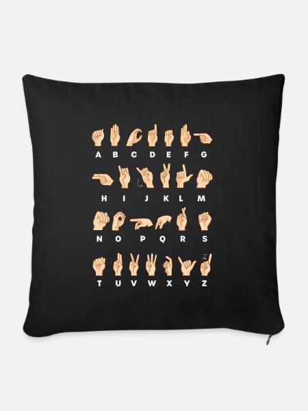Gebärdensprache ASL Alphabet Gehörloses Geschenk - Sofakissenbezug 45 x 45 cm - Schwarz