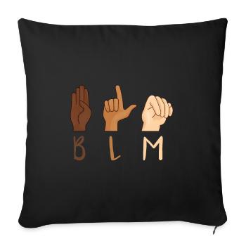 Black Lives Matter ASL Langue des signes BLM - Housse de coussin décorative 45 x 45 cm - noir - Devant