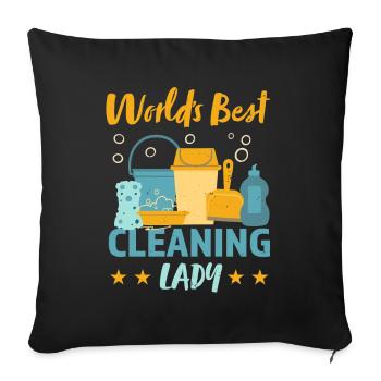 Meilleur cadeau de ménage pour femme de ménage - Housse de coussin décorative 45 x 45 cm - noir - Devant