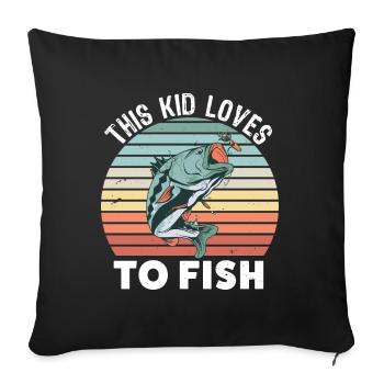 Cadeau de pêche pour enfants Fan de poisson pour enfants - Housse de coussin décorative 45 x 45 cm - noir - Devant